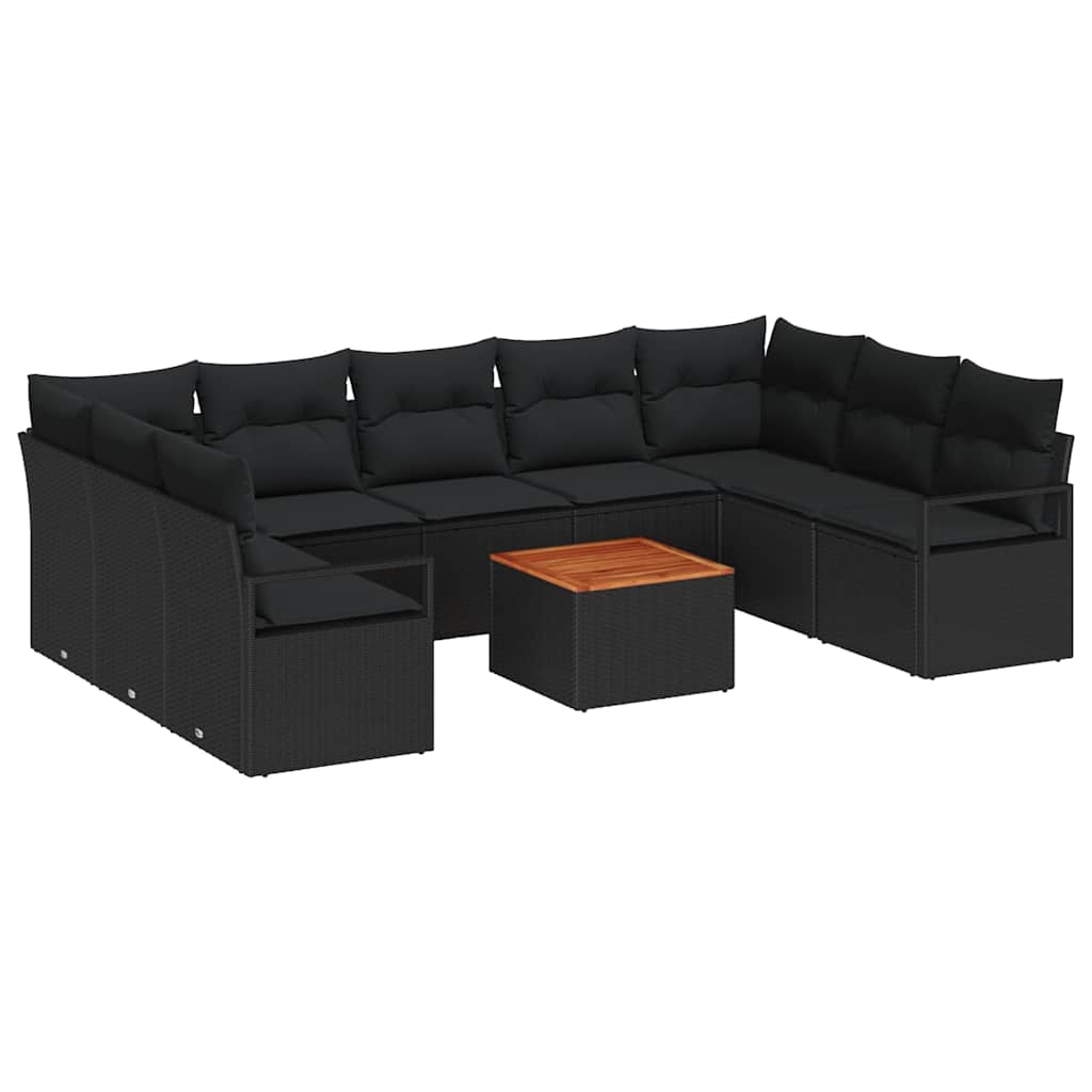vidaXL Zestaw Sof na Ogród z przechowywaniem 10 pcs Czarny polirattan