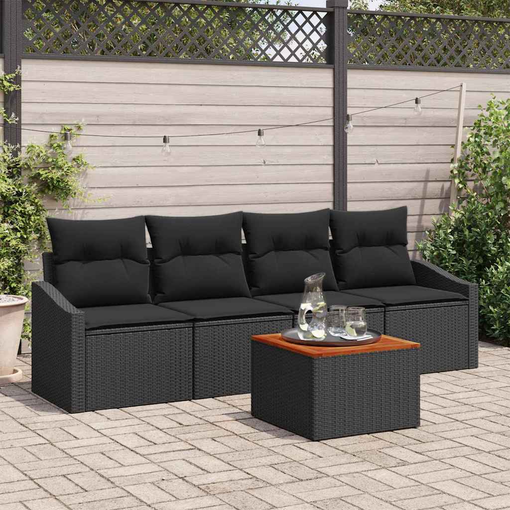 vidaXL Zestaw Sof na Ogród z przechowywaniem 5 pcs Czarny polirattan