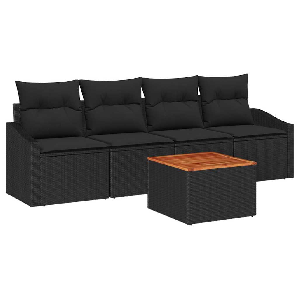 vidaXL Zestaw Sof na Ogród z przechowywaniem 5 pcs Czarny polirattan