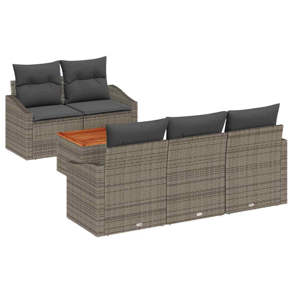 vidaXL Zestaw Sof na Ogród z przechowywaniem 6 pcs Szary polirattan