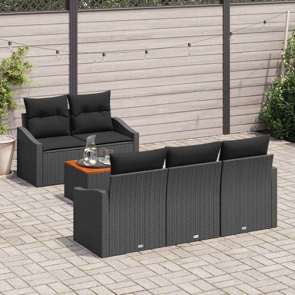 vidaXL Zestaw Sof na Ogród z przechowywaniem 6 pcs Czarny polirattan