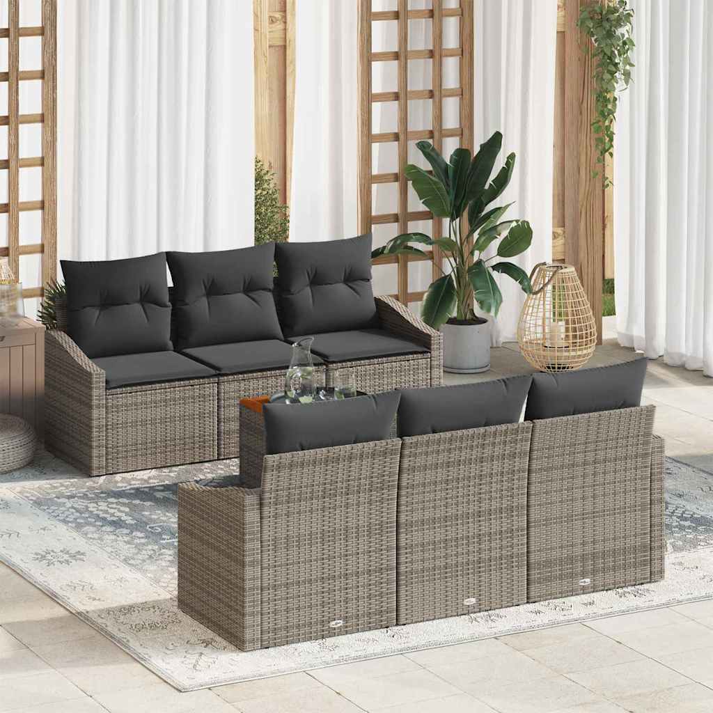 vidaXL Zestaw Sof na Ogród z przechowywaniem 7 pcs Szary polirattan