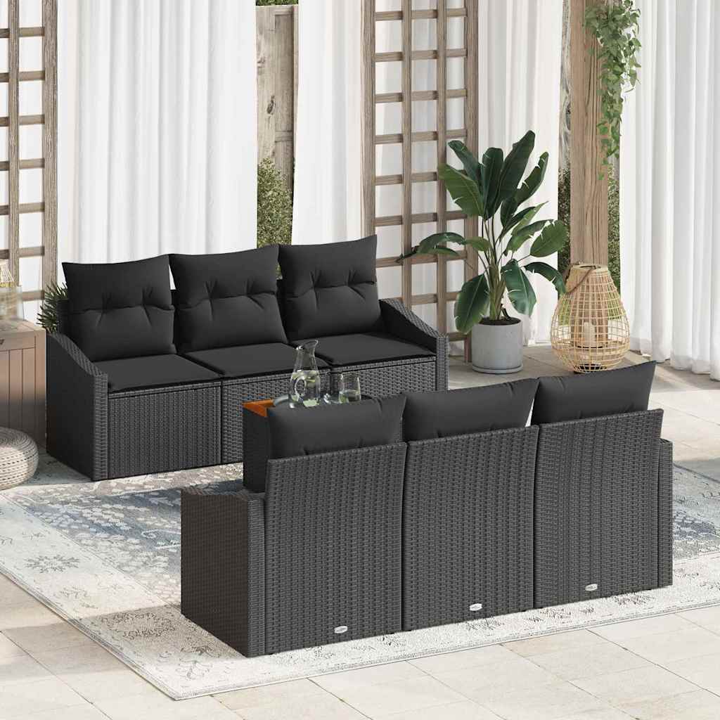 vidaXL Zestaw Sof na Ogród z przechowywaniem 7 pcs Czarny polirattan