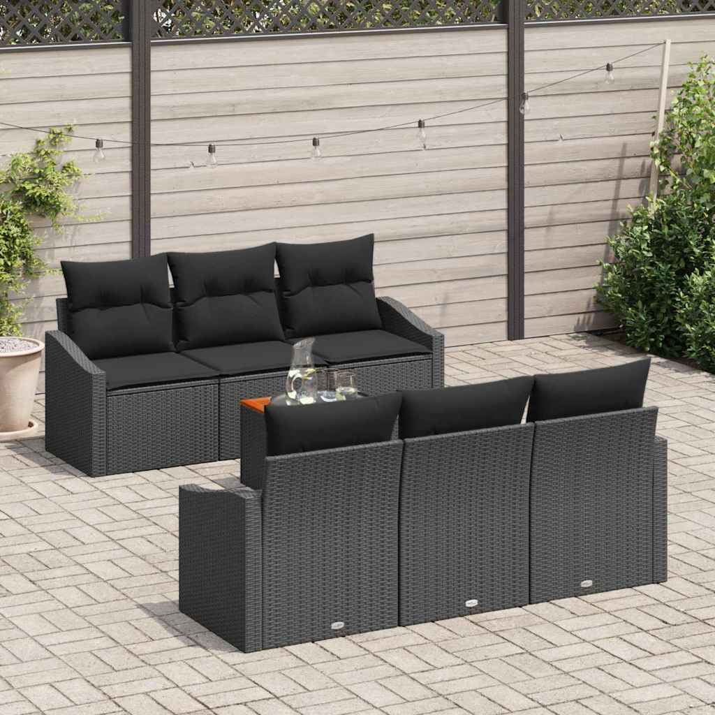 vidaXL Zestaw Sof na Ogród z przechowywaniem 7 pcs Czarny polirattan