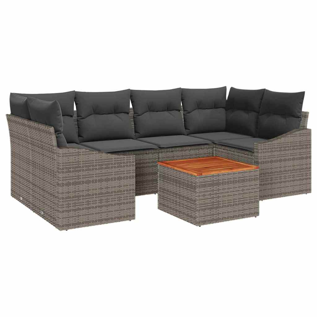 vidaXL Zestaw Sof na Ogród z przechowywaniem 7 pcs Szary polirattan