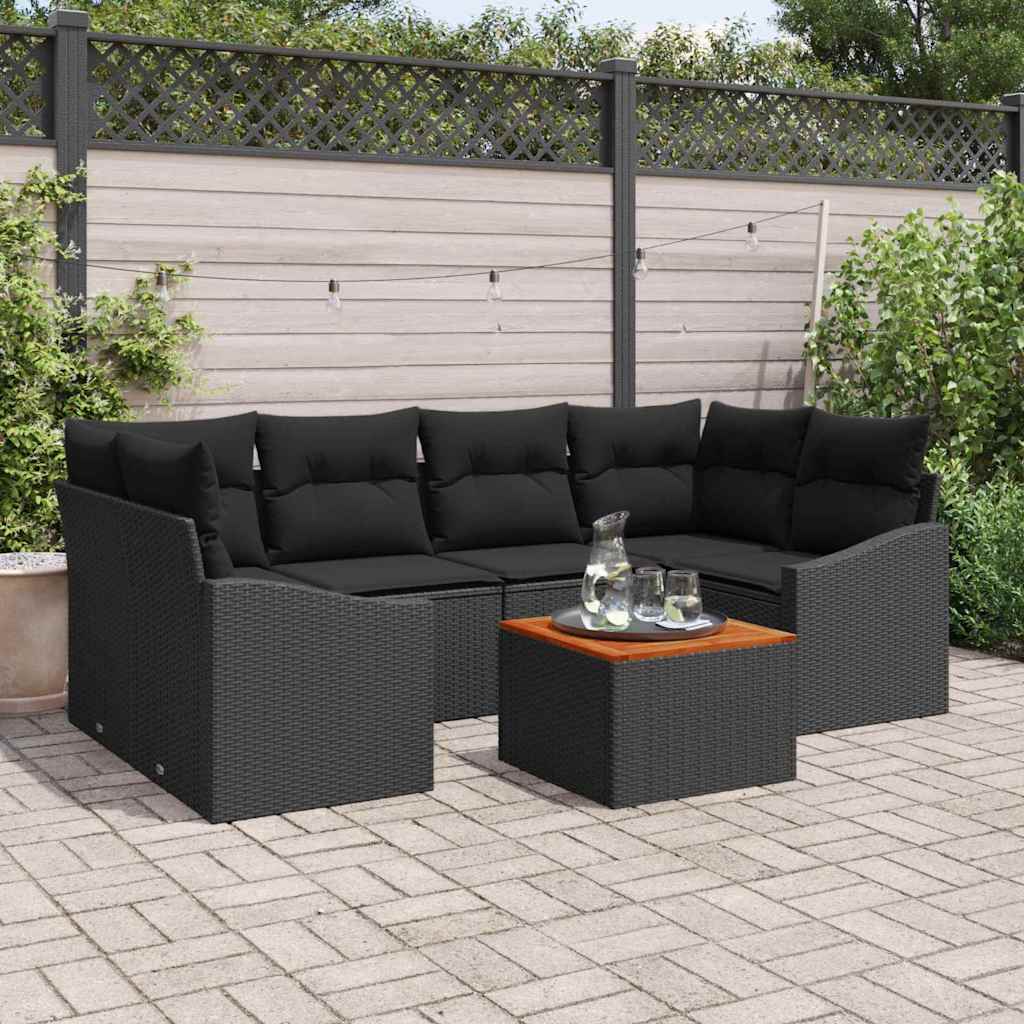 vidaXL Zestaw Sof na Ogród z przechowywaniem 7 pcs Czarny polirattan