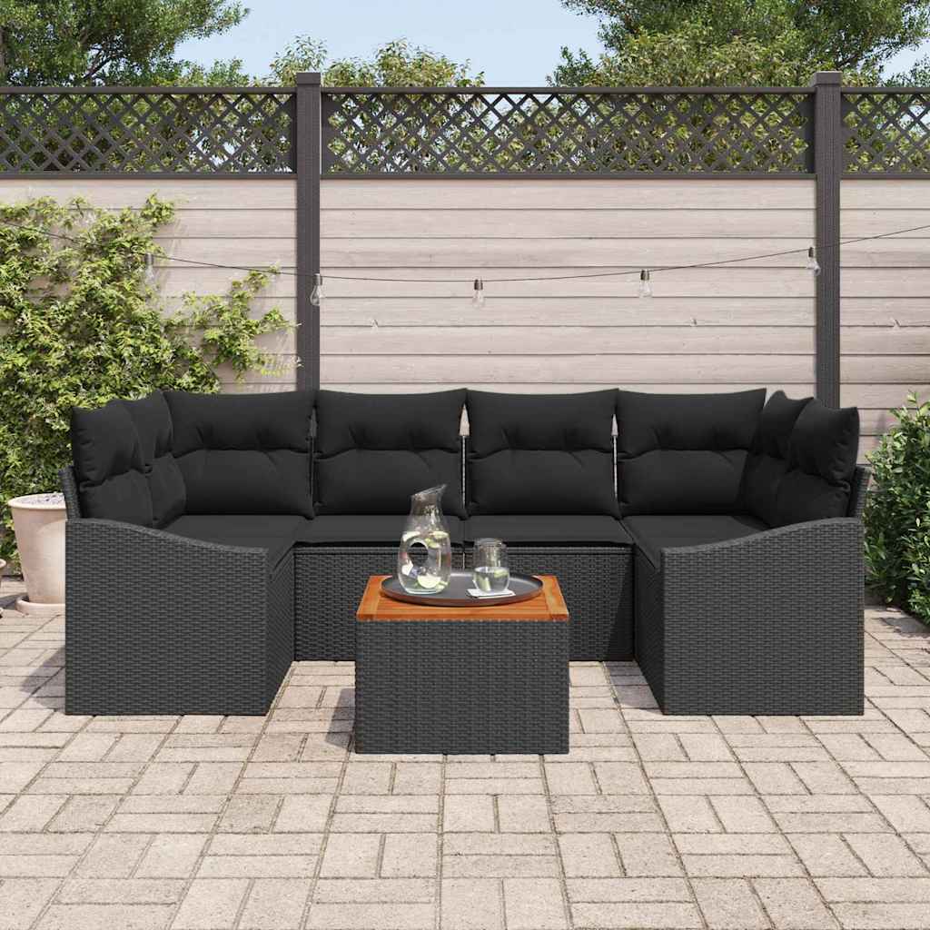 vidaXL Zestaw Sof na Ogród z przechowywaniem 7 pcs Czarny polirattan
