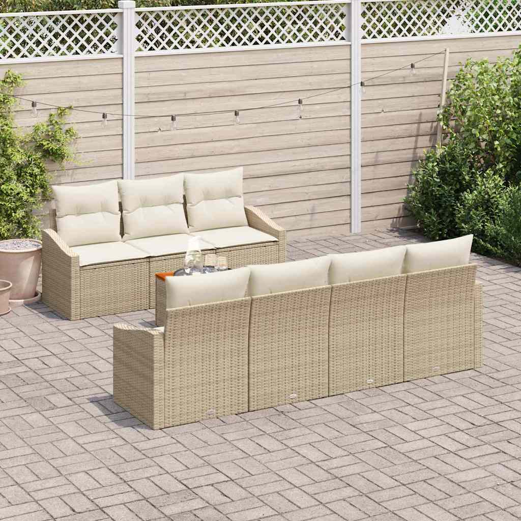 vidaXL Zestaw Sof na Ogród 8 pcs Beżowy i kremowy polirattan
