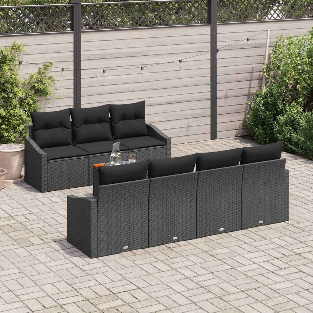 vidaXL Zestaw Sof na Ogród z przechowywaniem 8 pcs Czarny polirattan