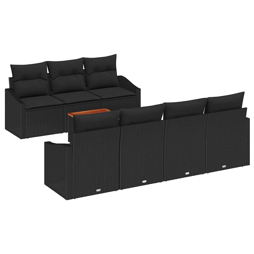 vidaXL Zestaw Sof na Ogród z przechowywaniem 8 pcs Czarny polirattan