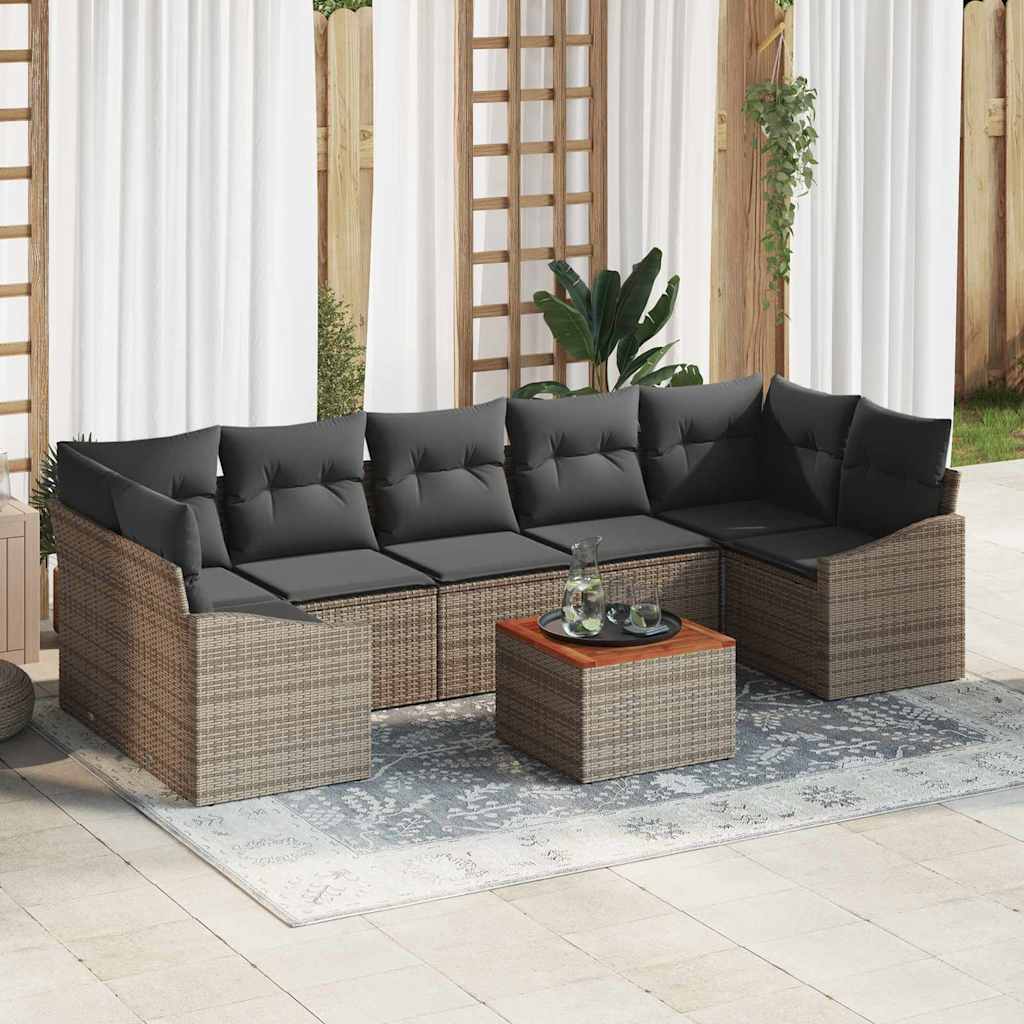 vidaXL Zestaw Sof na Ogród z przechowywaniem 8 pcs Szary polirattan