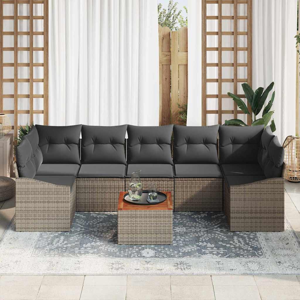 vidaXL Zestaw Sof na Ogród z przechowywaniem 8 pcs Szary polirattan