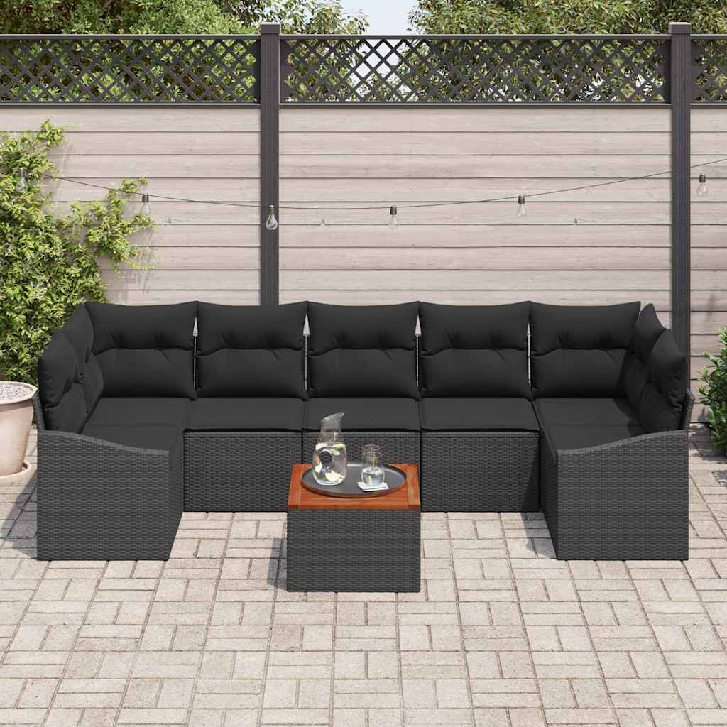 vidaXL Zestaw Sof na Ogród z przechowywaniem 8 pcs Czarny polirattan