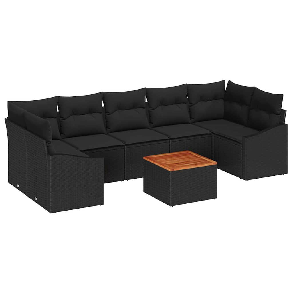 vidaXL Zestaw Sof na Ogród z przechowywaniem 8 pcs Czarny polirattan