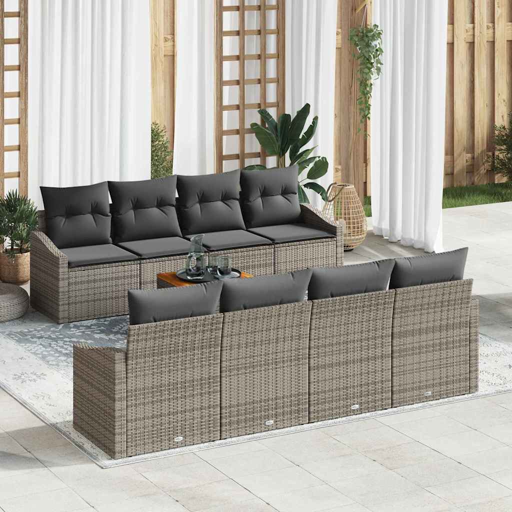 vidaXL Zestaw Sof na Ogród z przechowywaniem 9 pcs Szary polirattan