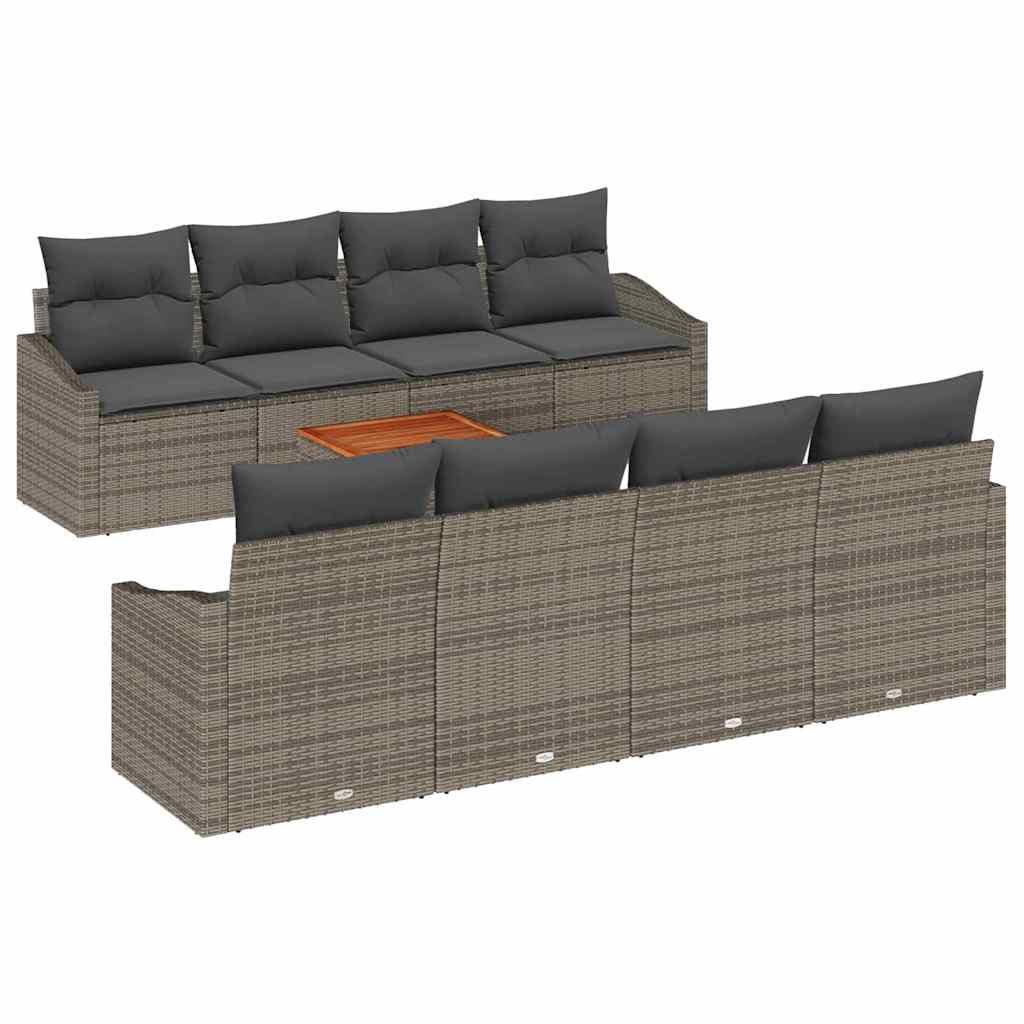 vidaXL Zestaw Sof na Ogród z przechowywaniem 9 pcs Szary polirattan