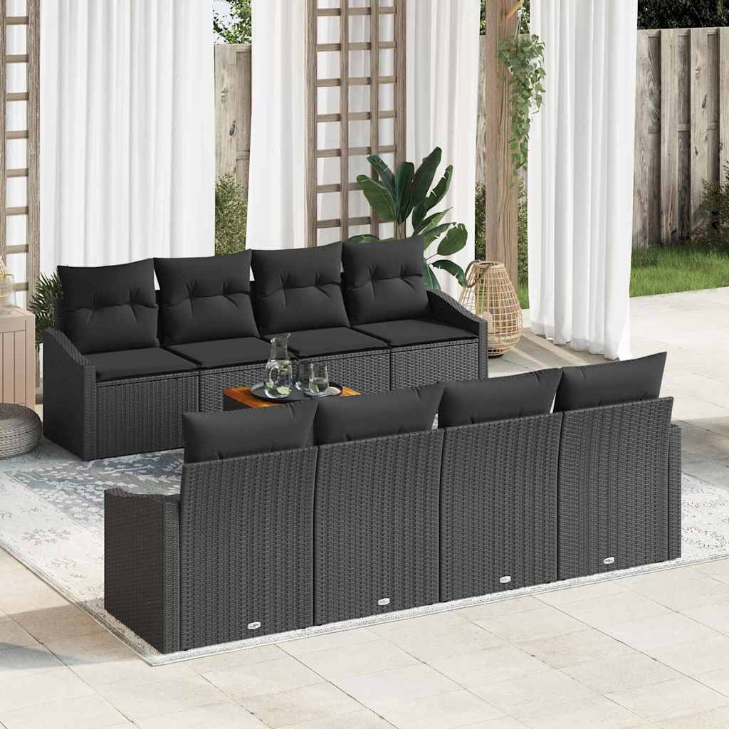 vidaXL Zestaw Sof na Ogród z przechowywaniem 9 pcs Czarny polirattan