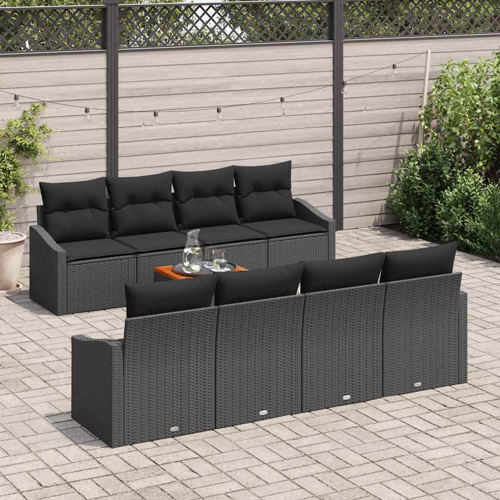 vidaXL Zestaw Sof na Ogród z przechowywaniem 9 pcs Czarny polirattan