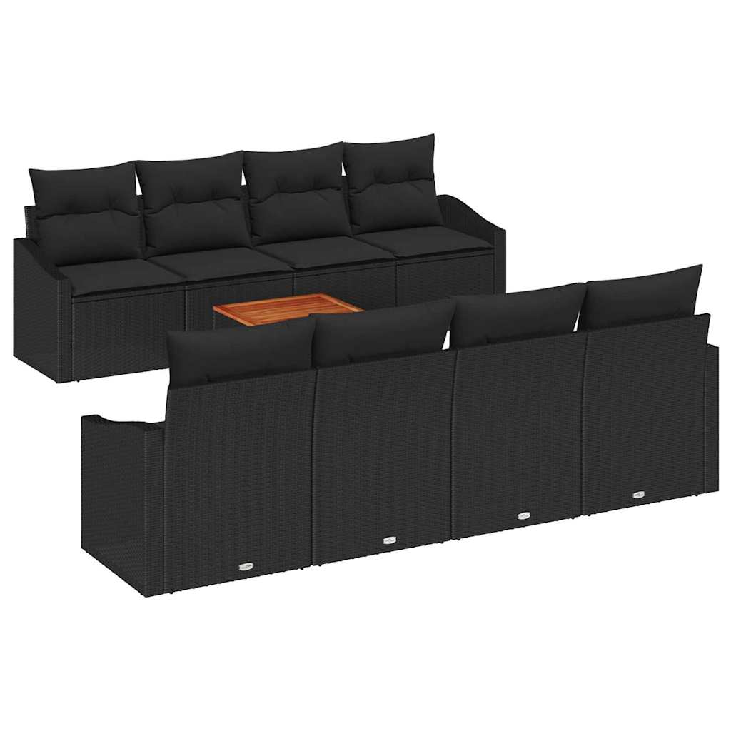 vidaXL Zestaw Sof na Ogród z przechowywaniem 9 pcs Czarny polirattan