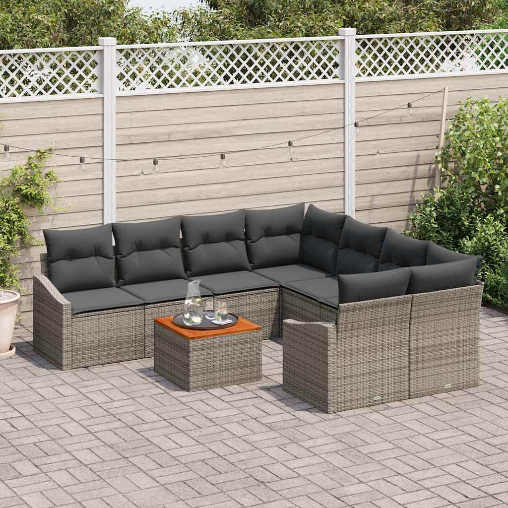 vidaXL Zestaw Sof na Ogród z przechowywaniem 9 pcs Szary polirattan