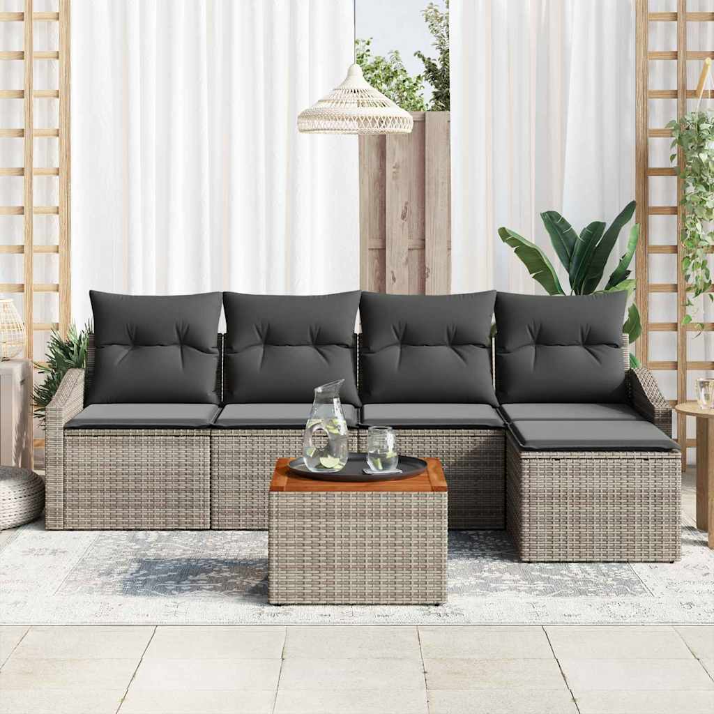 vidaXL Zestaw Sof na Ogród z przechowywaniem 6 pcs Szary polirattan