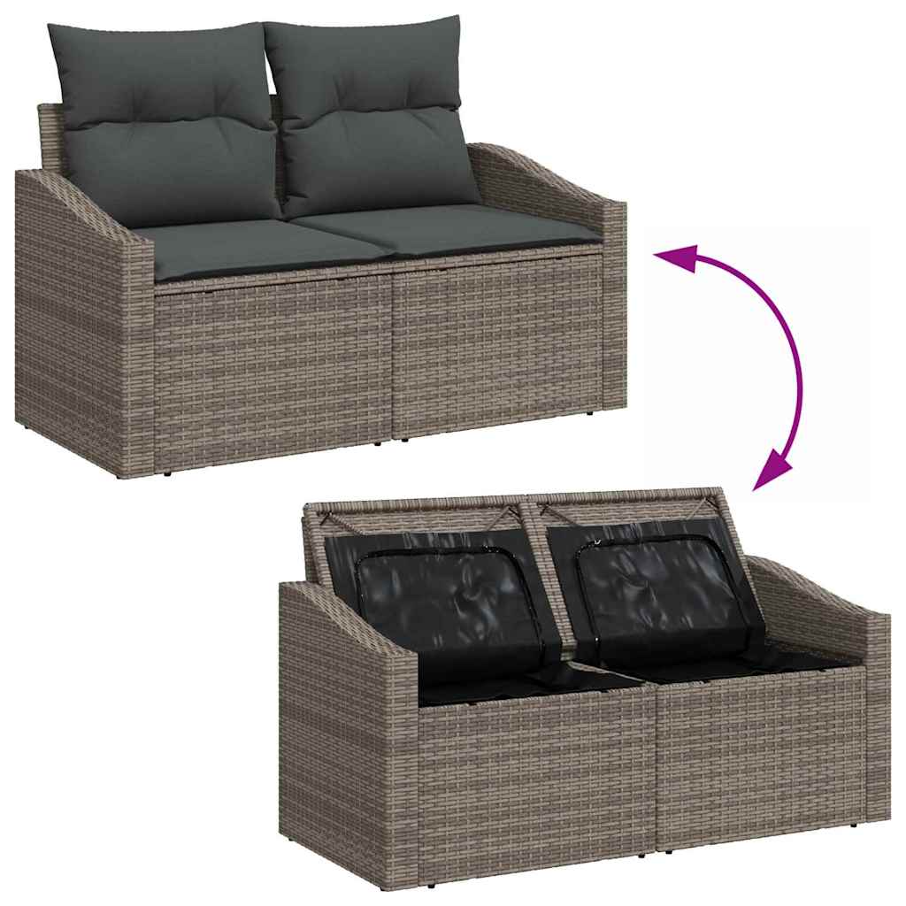 vidaXL Zestaw Sof na Ogród z przechowywaniem 6 pcs Szary polirattan