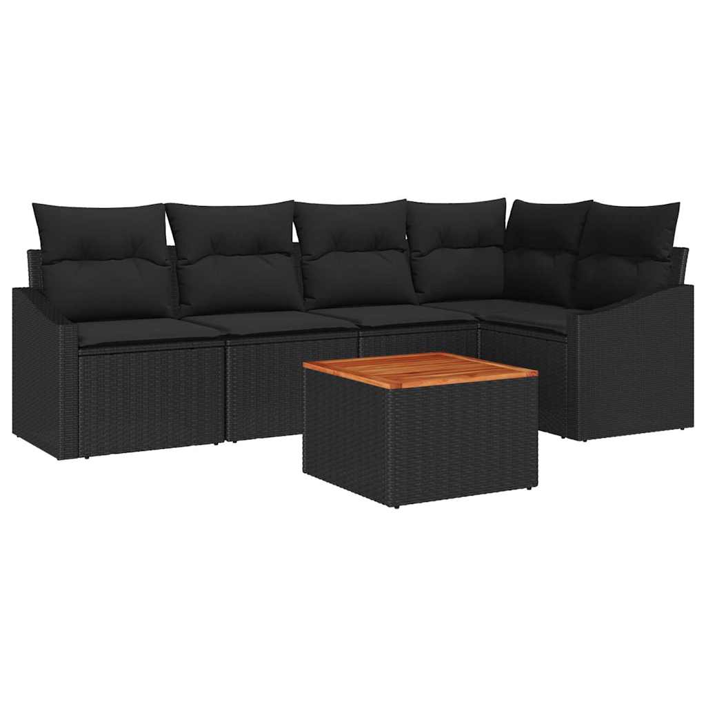 vidaXL Zestaw Sof na Ogród z przechowywaniem 6 pcs Czarny polirattan