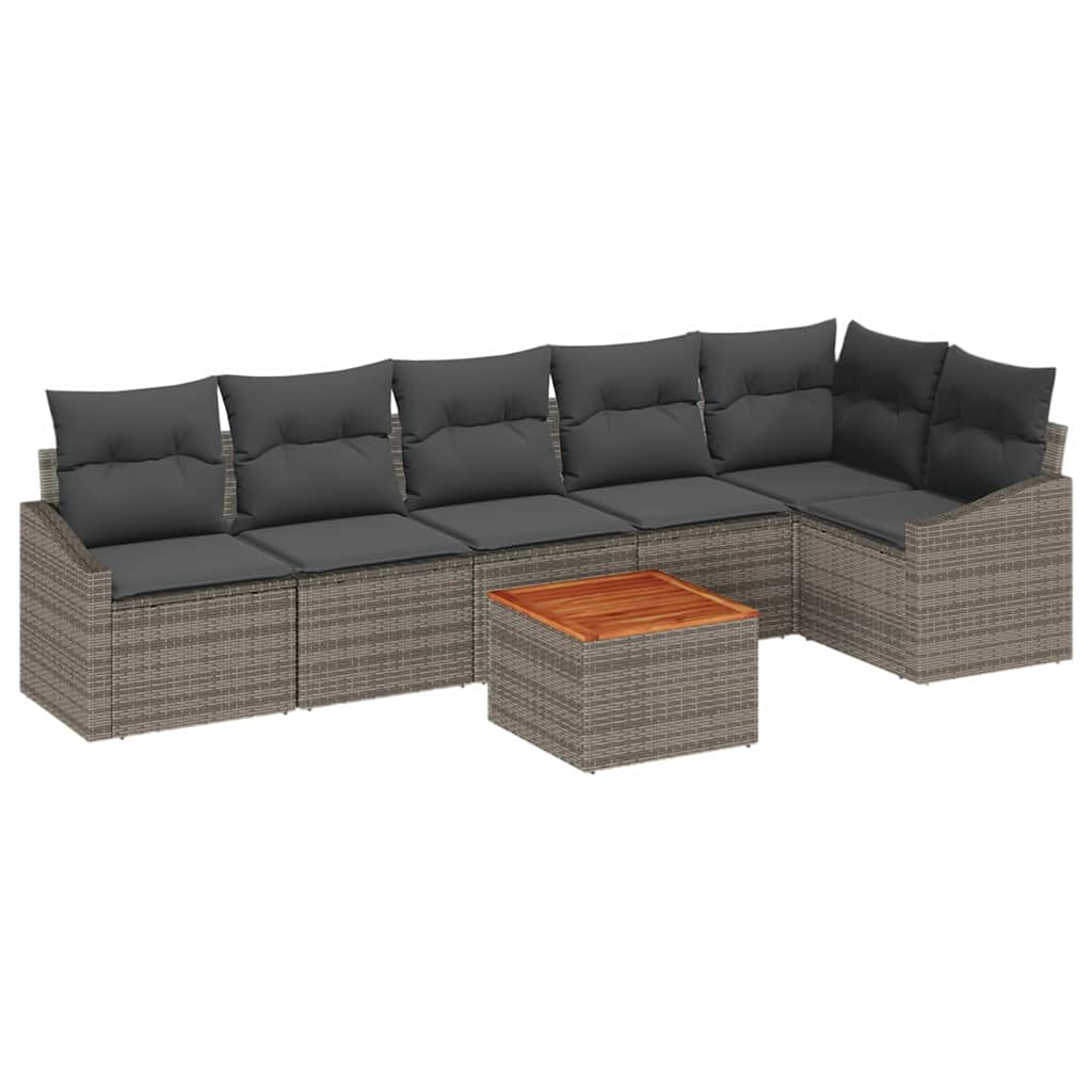 vidaXL Zestaw Sof na Ogród z przechowywaniem 7 pcs Szary polirattan
