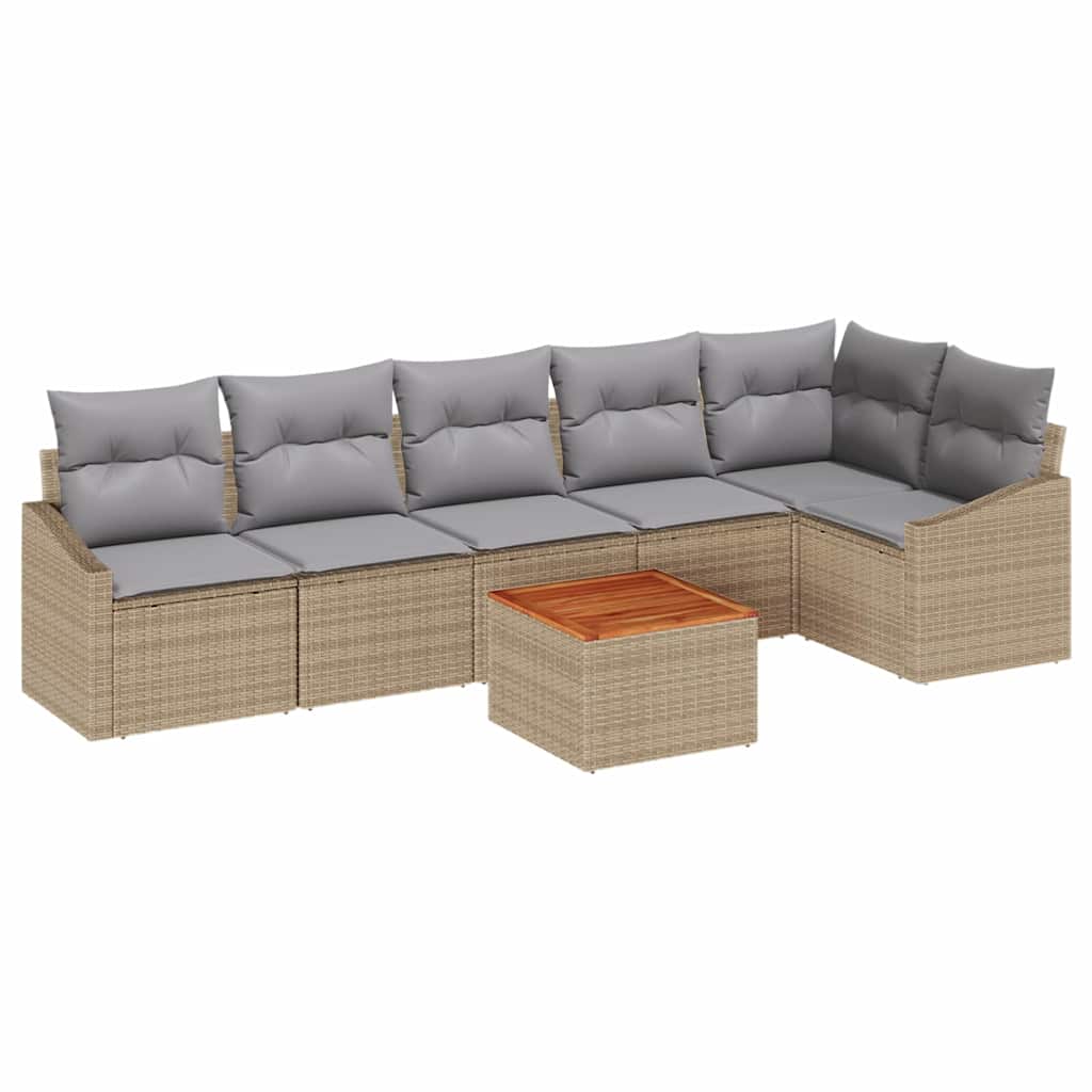 vidaXL Zestaw Sof na Ogród 7 pcs Beżowy i jasnoszary polirattan