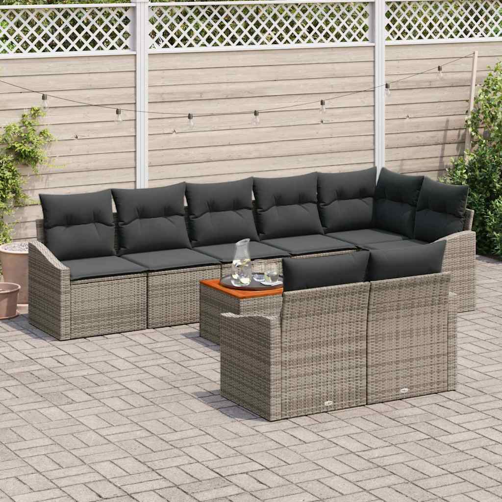 vidaXL Zestaw Sof na Ogród z przechowywaniem 9 pcs Szary polirattan