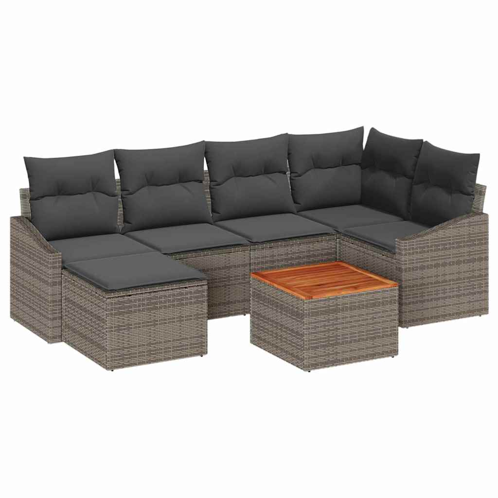 vidaXL Zestaw Sof na Ogród z przechowywaniem 7 pcs Szary polirattan