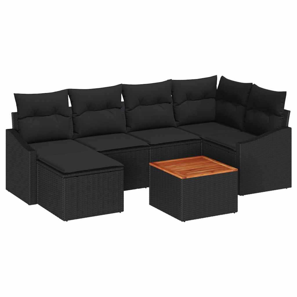 vidaXL Zestaw Sof na Ogród z przechowywaniem 7 pcs Czarny polirattan