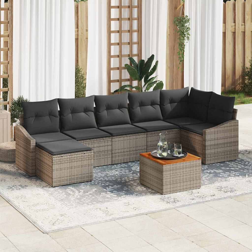 vidaXL Zestaw Sof na Ogród z przechowywaniem 8 pcs Szary polirattan