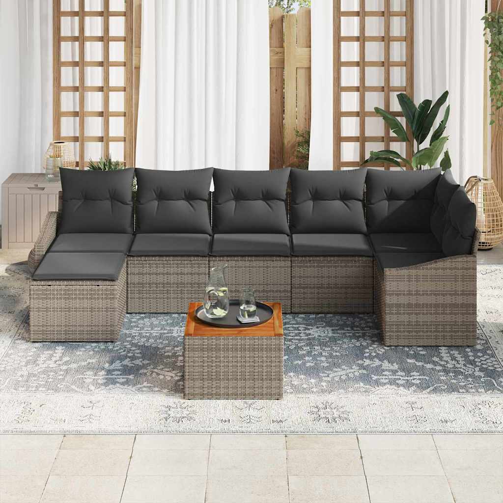 vidaXL Zestaw Sof na Ogród z przechowywaniem 8 pcs Szary polirattan