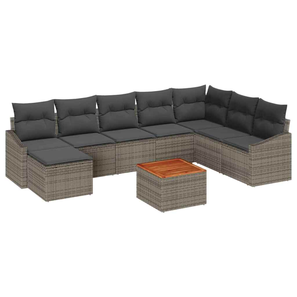 vidaXL Zestaw Sof na Ogród z przechowywaniem 9 pcs Szary polirattan