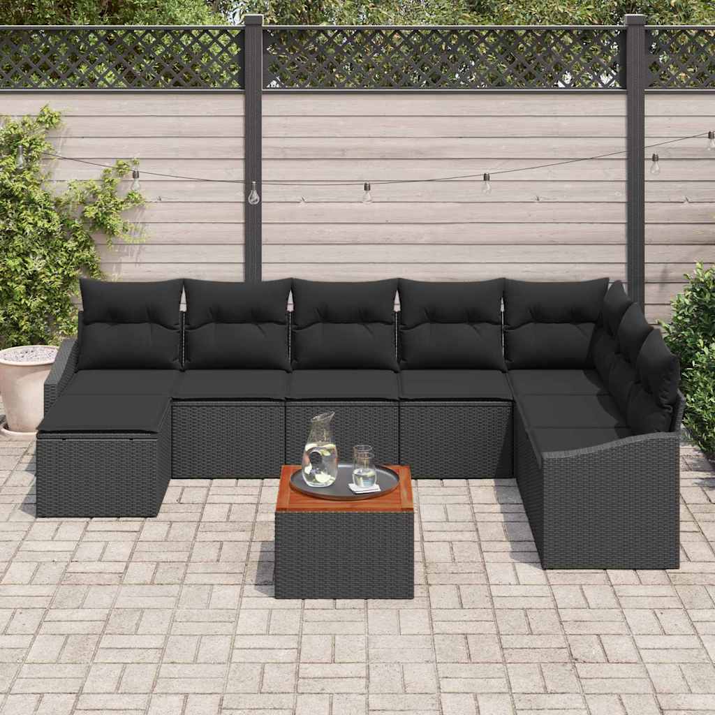 vidaXL Zestaw Sof na Ogród z przechowywaniem 9 pcs Czarny polirattan