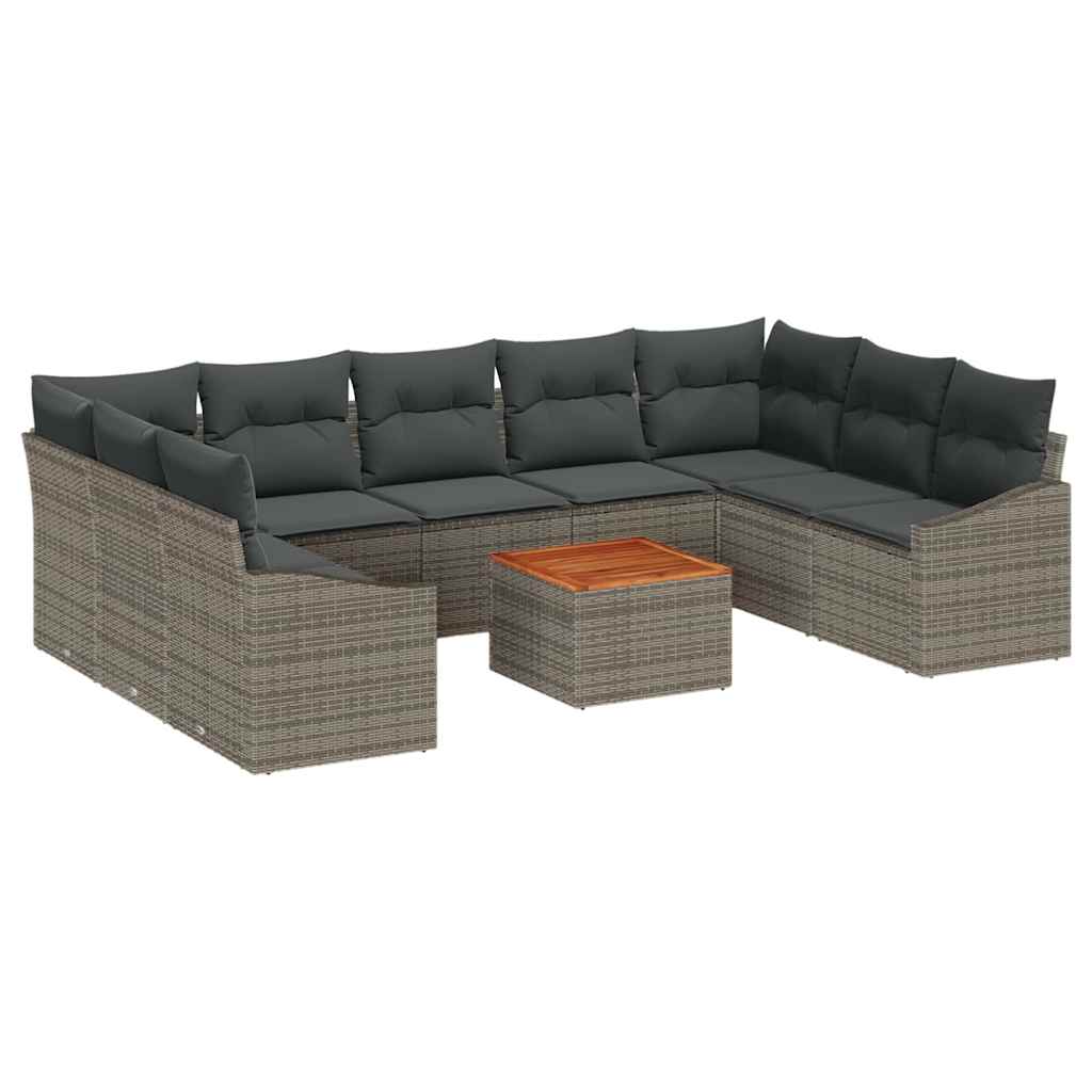 vidaXL Zestaw Sof na Ogród z przechowywaniem 10 pcs Szary polirattan