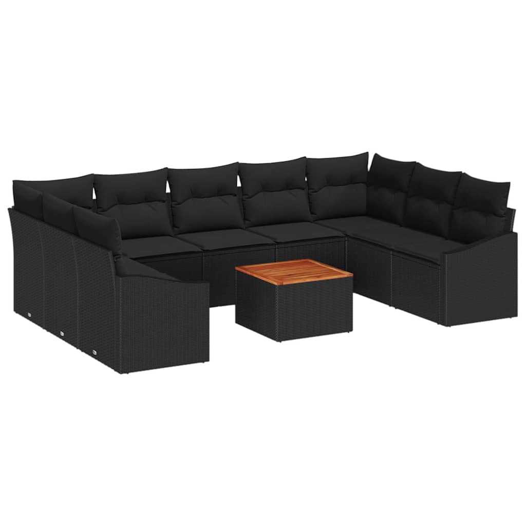 vidaXL Zestaw Sof na Ogród z przechowywaniem 10 pcs Czarny polirattan