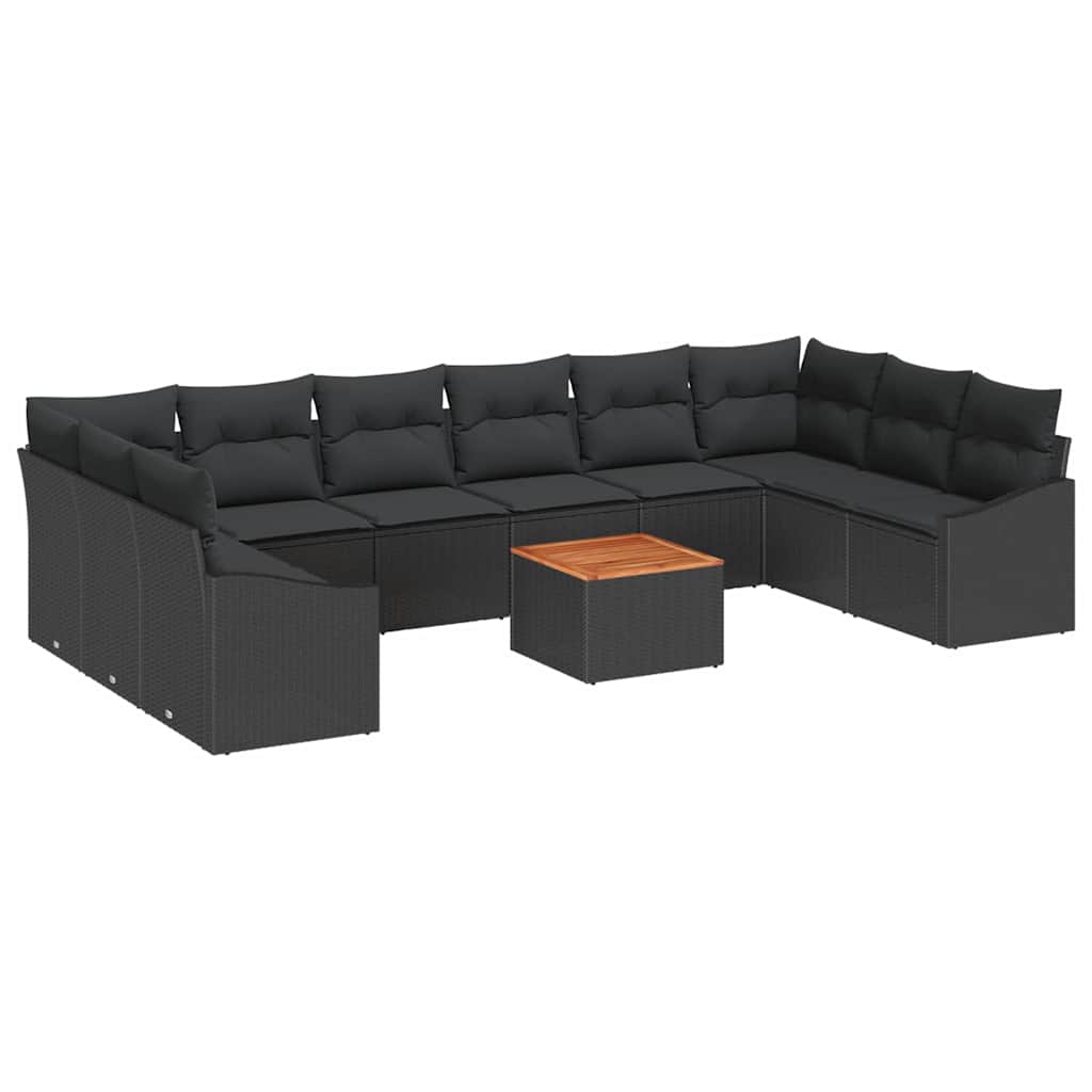 vidaXL Zestaw Sof na Ogród z przechowywaniem 11 pcs Czarny polirattan