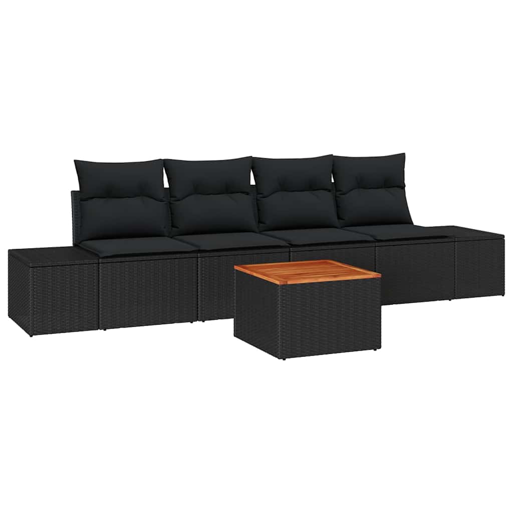 vidaXL Zestaw Sof na Ogród z przechowywaniem 5 pcs Czarny polirattan