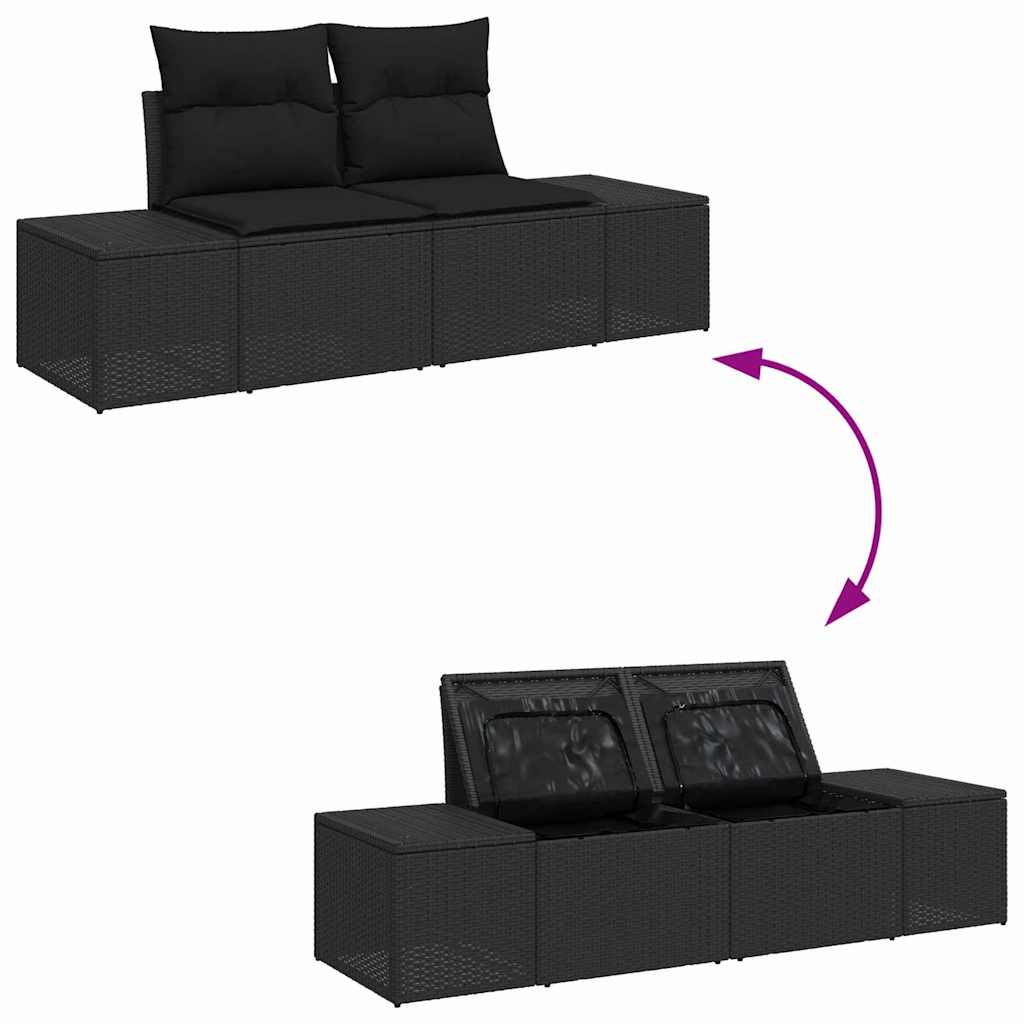vidaXL Zestaw Sof na Ogród z przechowywaniem 5 pcs Czarny polirattan