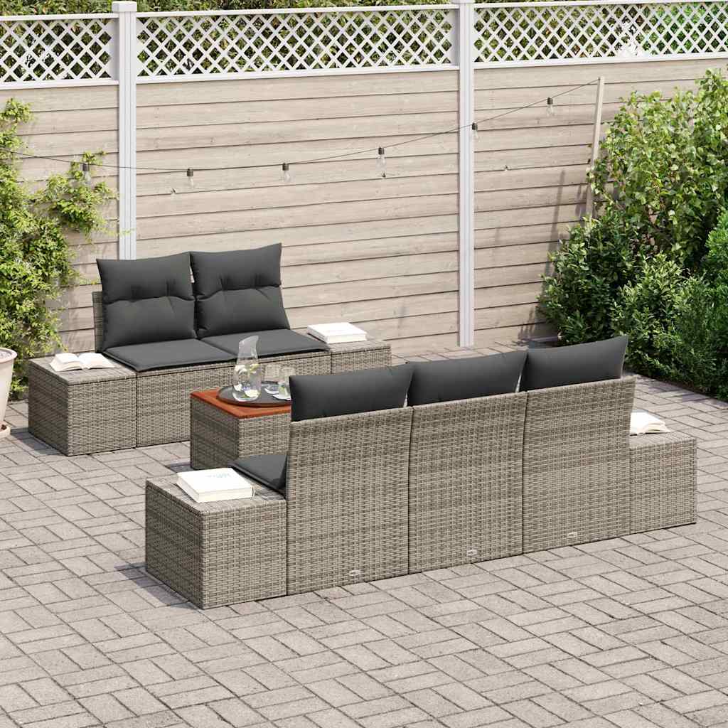 vidaXL Zestaw Sof na Ogród z przechowywaniem 6 pcs Szary polirattan
