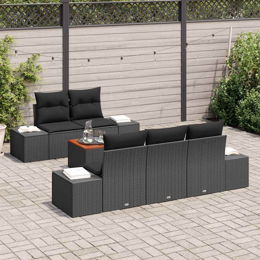 vidaXL Zestaw Sof na Ogród z przechowywaniem 6 pcs Czarny polirattan