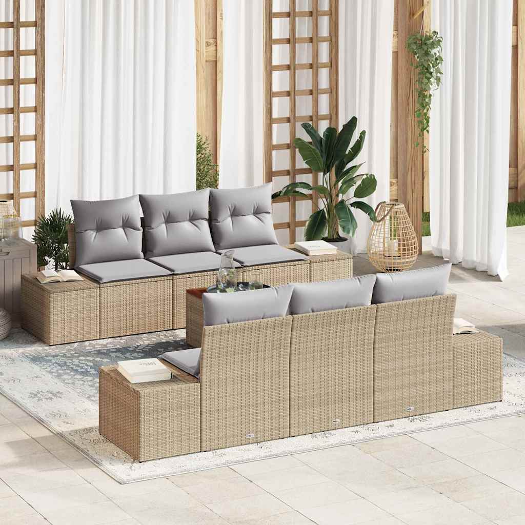 vidaXL Zestaw Sof na Ogród 7 pcs Beżowy i jasnoszary polirattan