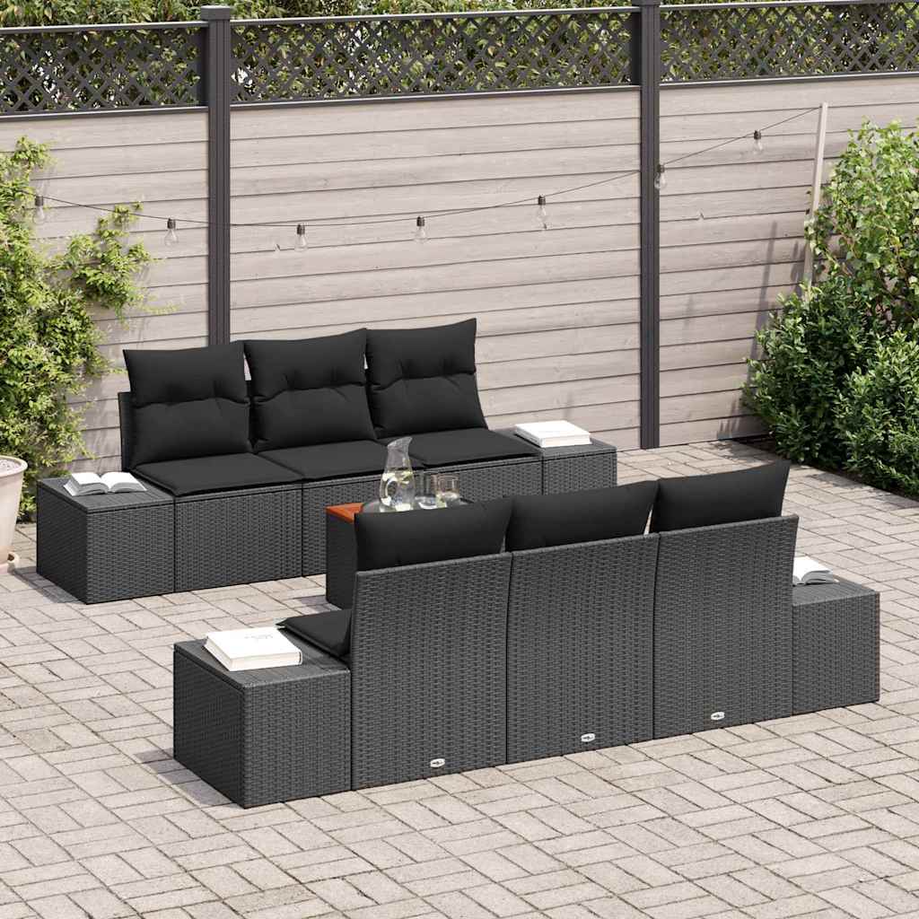 vidaXL Zestaw Sof na Ogród z przechowywaniem 7 pcs Czarny polirattan