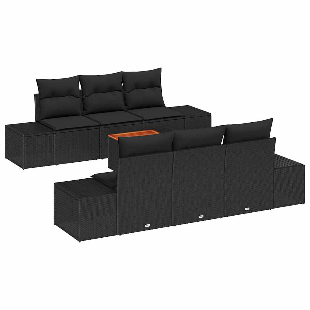 vidaXL Zestaw Sof na Ogród z przechowywaniem 7 pcs Czarny polirattan