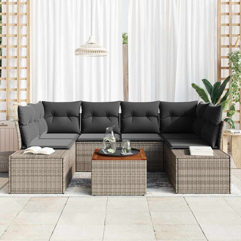 vidaXL Zestaw Sof na Ogród z przechowywaniem 7 pcs Szary polirattan