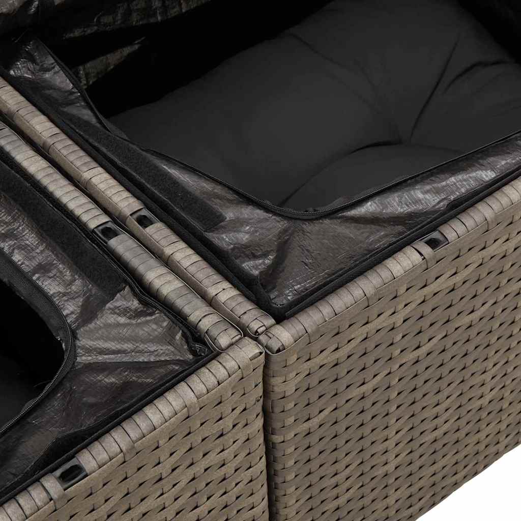 vidaXL Zestaw Sof na Ogród z przechowywaniem 8 pcs Szary polirattan