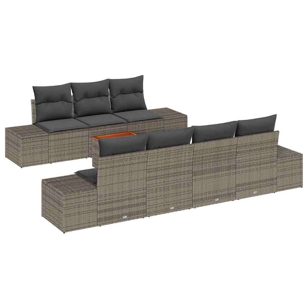 vidaXL Zestaw Sof na Ogród z przechowywaniem 8 pcs Szary polirattan