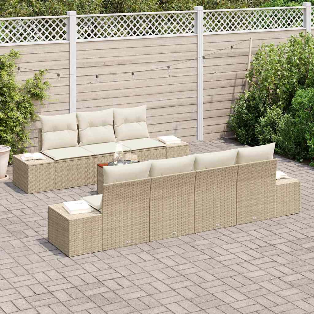 vidaXL Zestaw Sof na Ogród 8 pcs Beżowy i kremowy polirattan